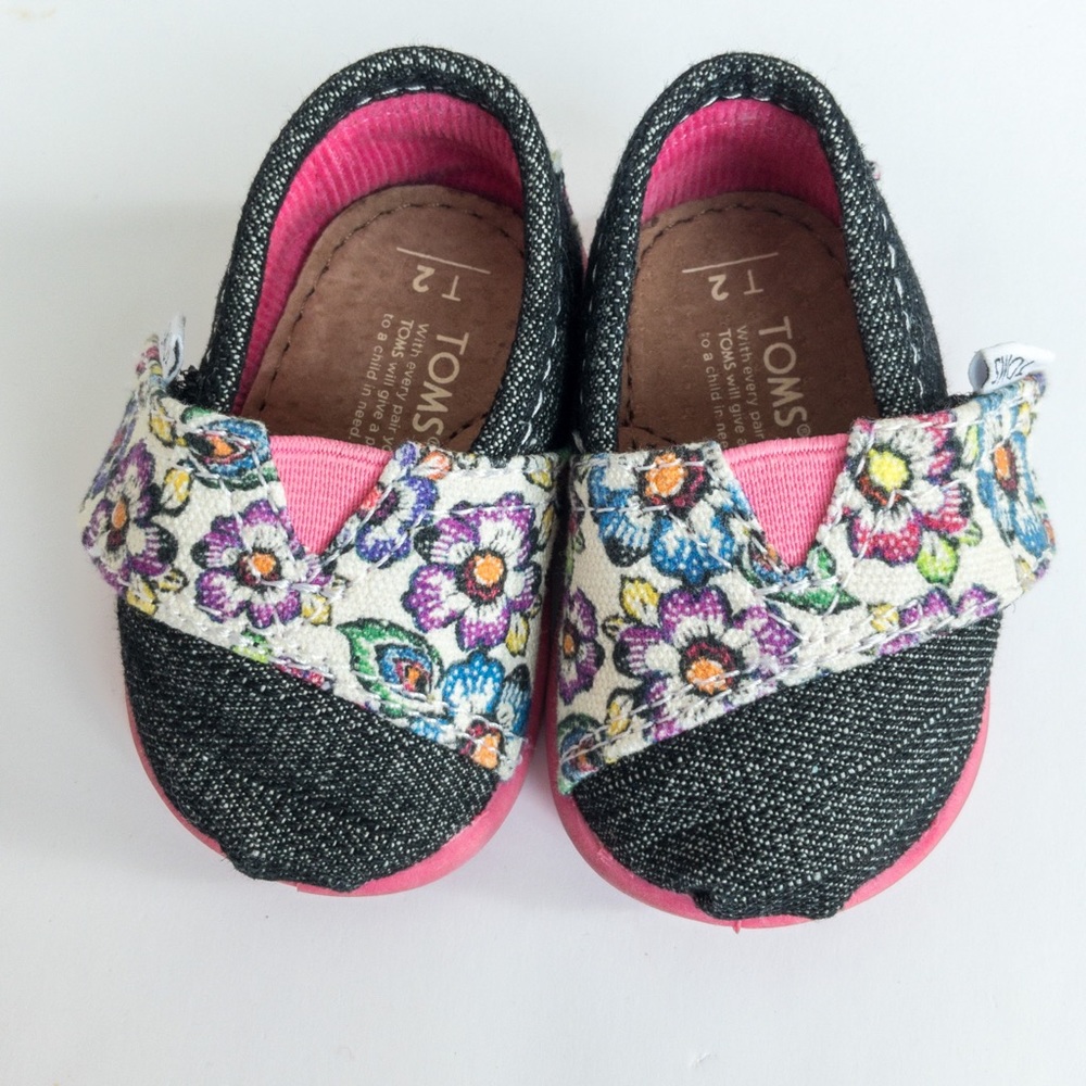 TOMS Floral & Jean Toddler size 2 Shoes